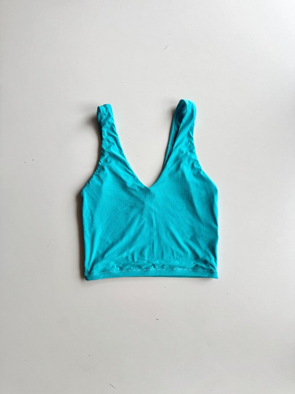 AERIE Smoothez Turquoise Teal Seamless Microfiber V-Neck Tank, Size S